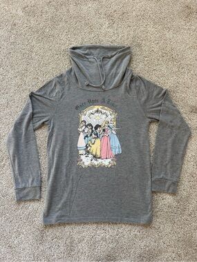 Disney Once Upon A Time Cowl Neck Long Sleeve Grey Princess Shirt Womens Medium